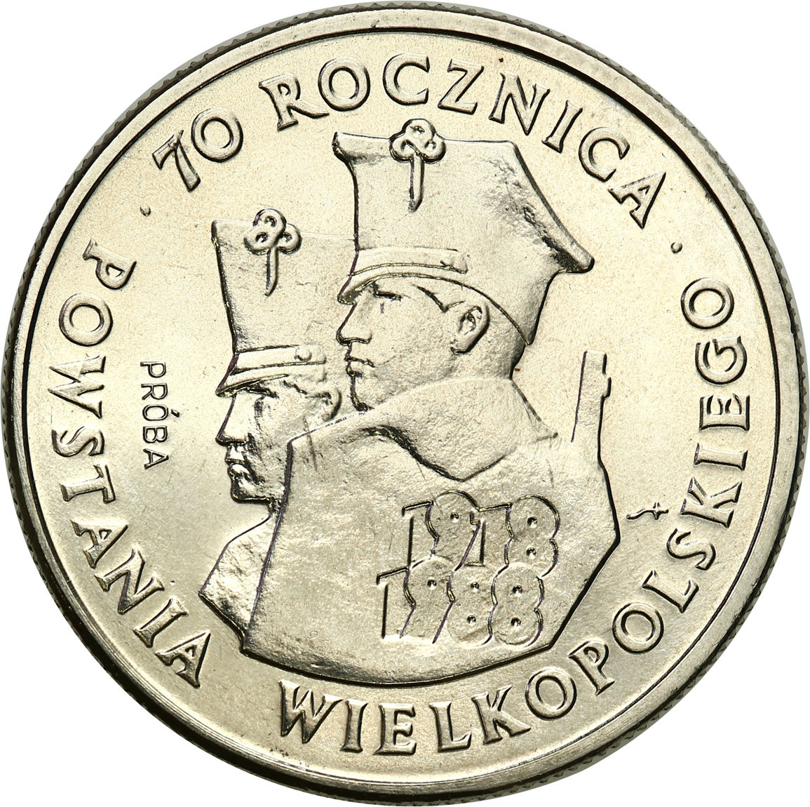 PRL. PRÓBA Nikiel 100 złotych 1988 - Powstanie Wielkopolskie